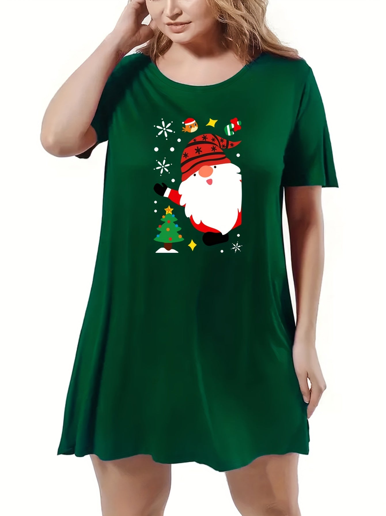 Santa Claus & Snowflake Print Lounge Dress