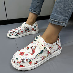 Women's Christmas Style Canvas Shoes Round Toe Non slip Flats