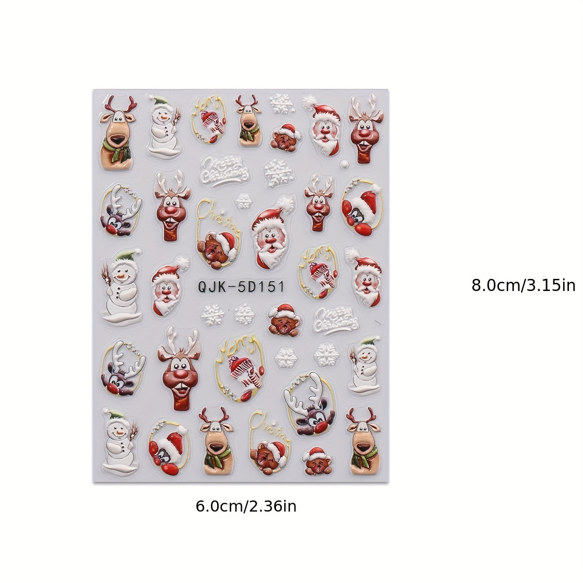 3pcs Christmas Cartoon Nail Stickers Santa Claus Snowflake Decoration Tools