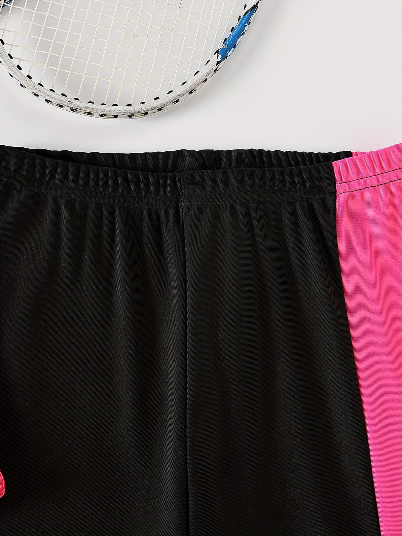 Girls Activewear Letter Block Stitching Sports Tank Top & Sweat Pants Set