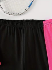 Girls Activewear Letter Block Stitching Sports Tank Top & Sweat Pants Set