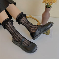 Heart Print Ruffle Socks Lace Women's Stockings