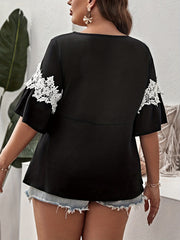 Lace Half Sleeve Peplum Blouse