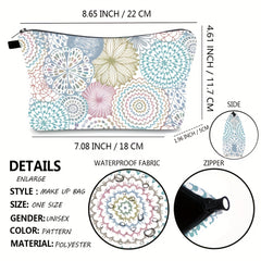 Floral Pattern Travel Makeup Bag - Portable & Stylish - Ideal Gift for Travelers
