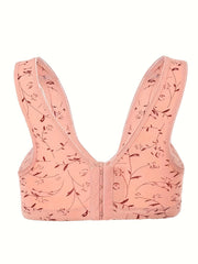 Floral Print Wireless Bras Comfy Stretchy Intimates Women's Lingerie