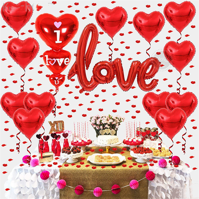 Large Red Heart Balloon Romantic Rose Petal 1000pcs