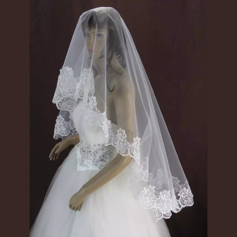 Bridal Lace Veil Floral Single Layer Headcloth Wedding