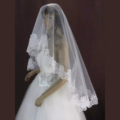 Bridal Lace Veil Floral Single Layer Headcloth Wedding