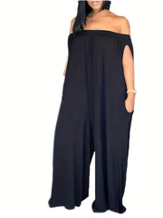 Off Shoulder Wide Leg Jumpsuit Backless Casual Jumpsuit