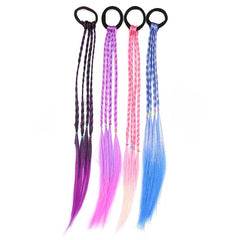 4pcs Kids Girls Multicolor Wigs Ponytail Headbands Hair Accessories