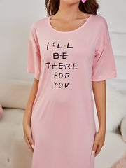 Ruffle NightDress Short Sleeve Pajama Dress Women's Sleepwear