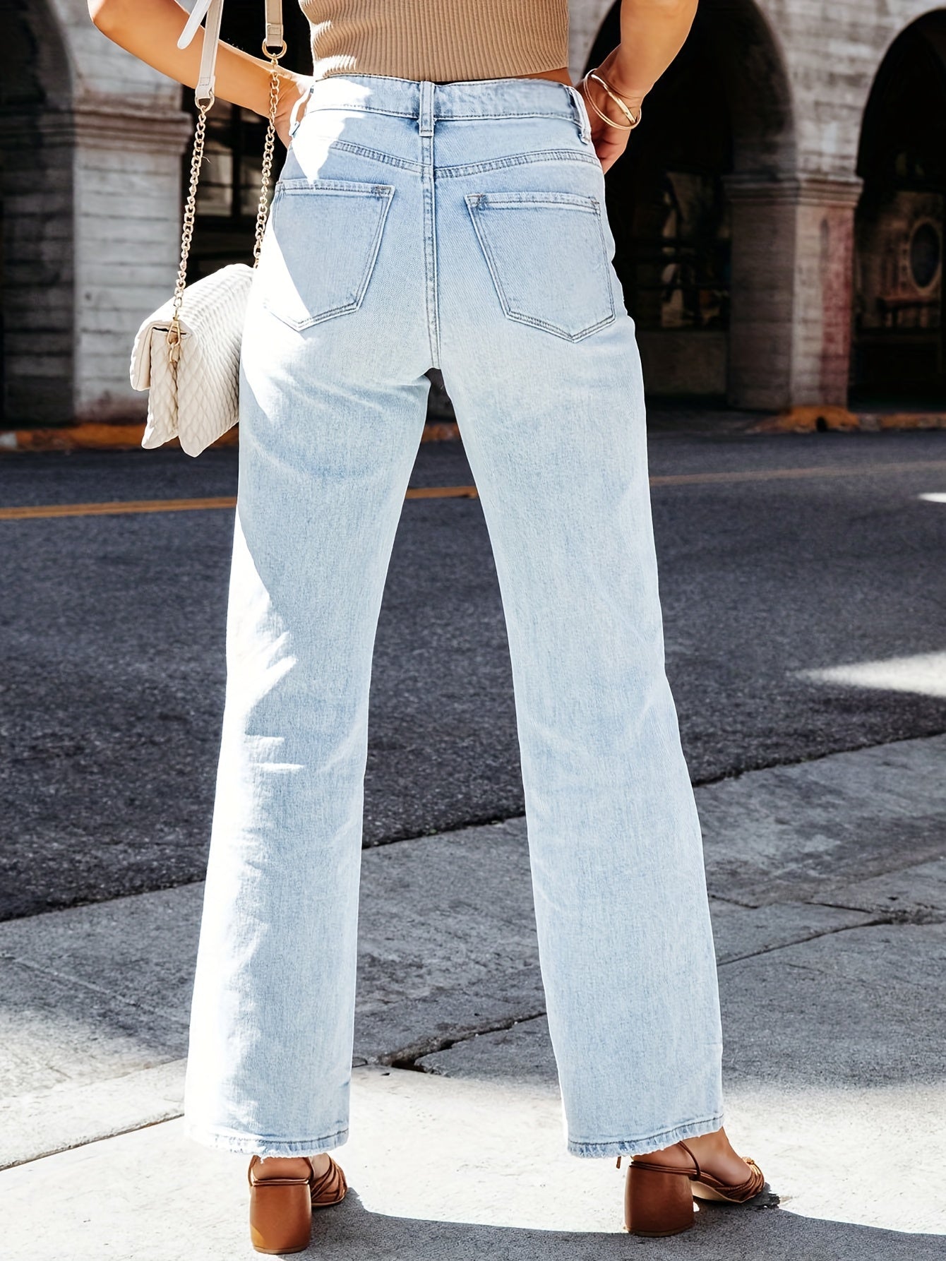 Women's Loose Fit Straight Jeans Non Stretch Baggy Denim Pants