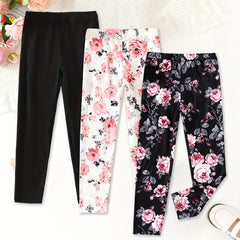 3pcs Toddler Girls Boho Floral Print Ankle Pants Set
