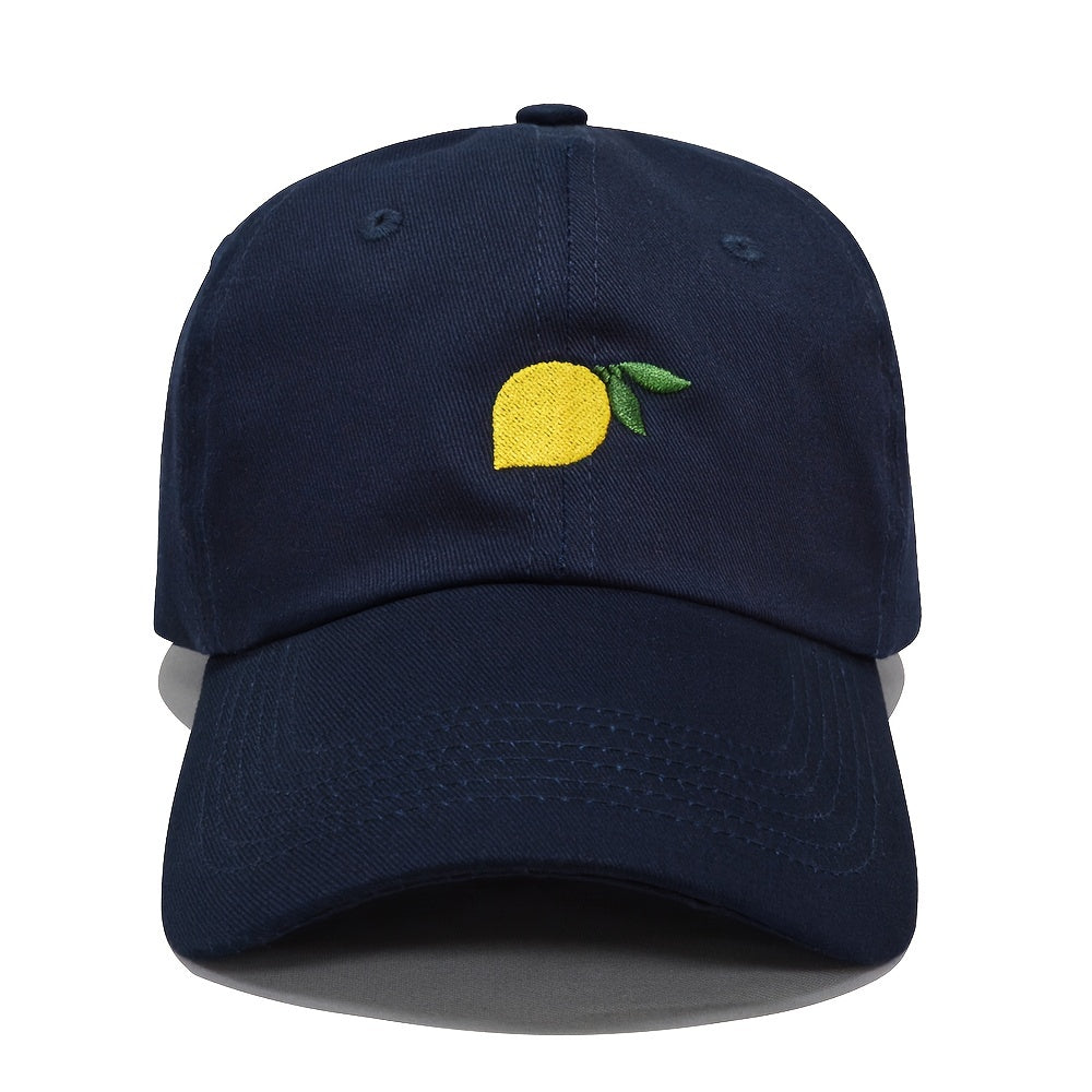 Lemon Embroidery Baseball Cap Solid Dad Hat Adjustable Sun Hats For Women