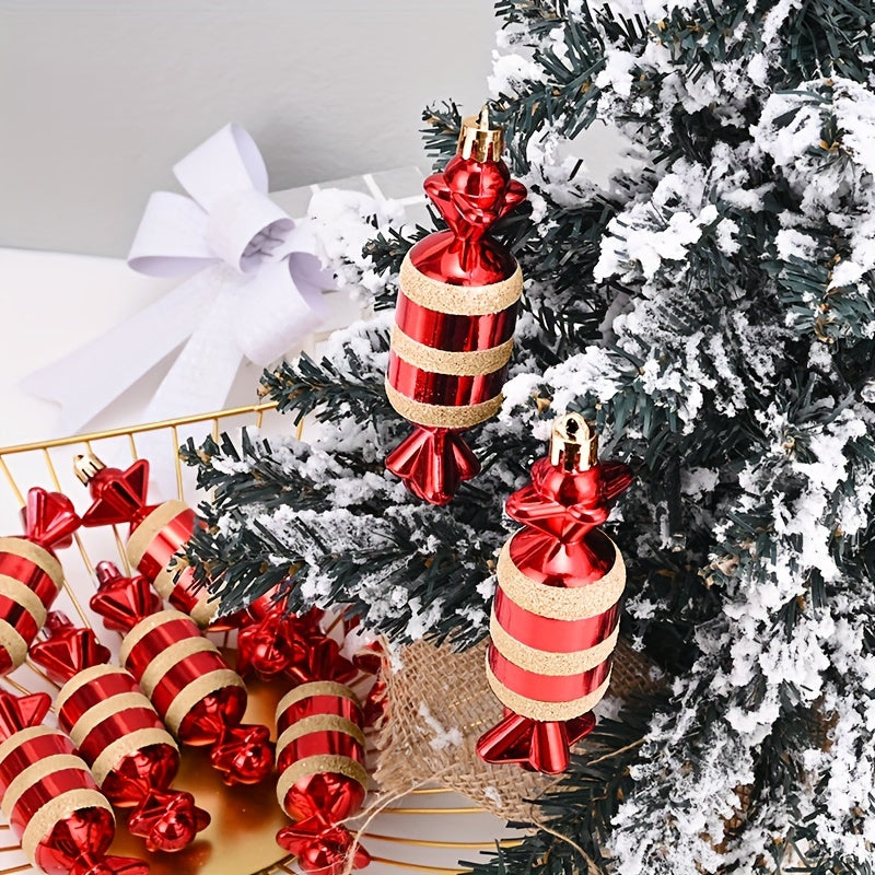 6pcs Red Candy Christmas Tree Hanging Decoration