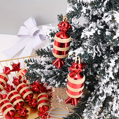 6pcs Red Candy Christmas Tree Hanging Decoration