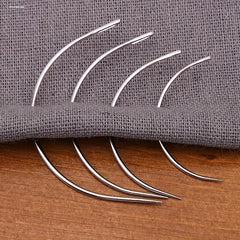 4pcs Silvery Big Eye Hand Sewing Needles For Craft Curved Needle Doll Repair