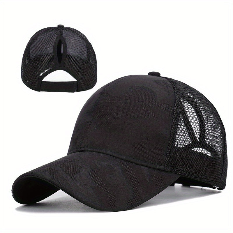 Camouflage Ponytail Trucker Hat Mesh Baseball Cap