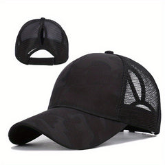 Camouflage Ponytail Trucker Hat Mesh Baseball Cap