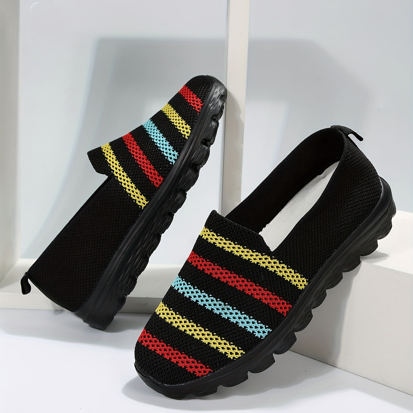 Women's Striped Non-slip Walking Shoes Comfortable Sports Shoes