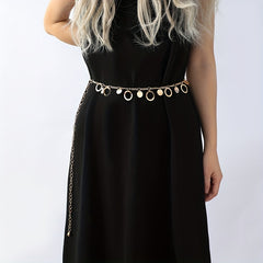 Geometric Hollow Waistband Tassel Waist Chain