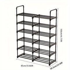 6 Tier Shoe Rack Stackable Expandable Organizer for Home Living Room