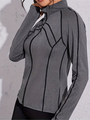 Stand up Collar Zipper Yoga Jacket Long Sleeve