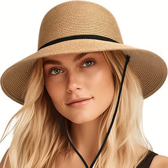 Women's Straw Sun Hat Wide Brim UV Protection
