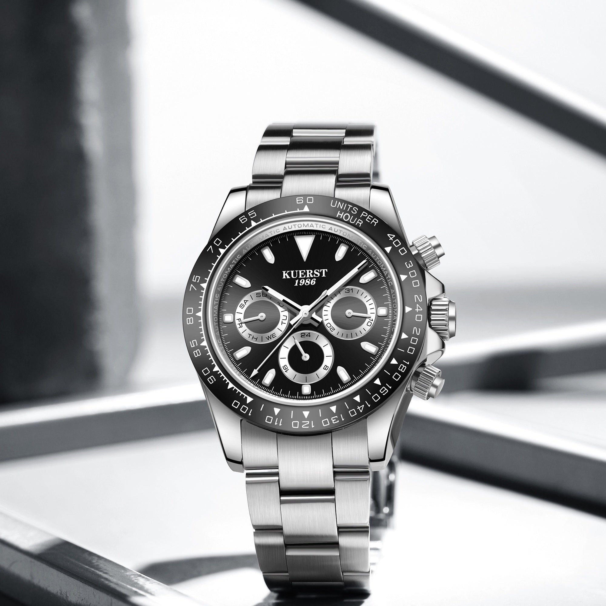 KUERST Ceramic Circle Waterproof Luminous Mechanical Watch
