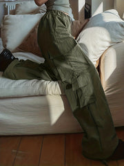 Cargo Pants Drawstring Sporty Loose Fit Activewear