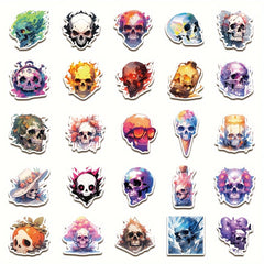 50pcs Laser Skull Series Graffiti Stickers Waterproof DIY Handbook Sticker Pack