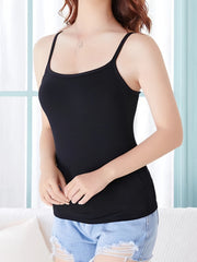 Scoop Neck Padded Cami Top Casual Comfy Home Tank Tops Women's Lingerie