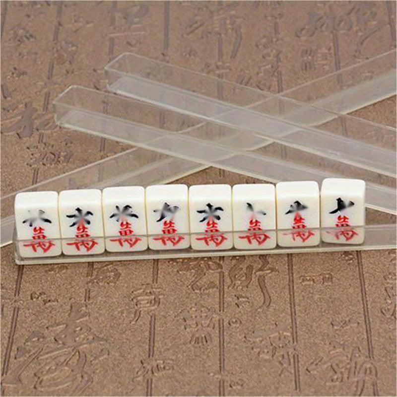 Compact Mahjong Set 144 Tiles w/ Storage Box for Travel & Home Play