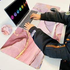 Red Marble Desk Mat Mouse Pad Keyboard Wrist Rest Set