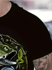 Fish Pattern Print Men's Short Sleeve T-shirt Graphic Tee