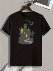 Halloween House Print Men's Tee for Summer