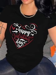 Heart Graphic Sports T shirt Round Neck Short Sleeves Workout Tops Women's Activ