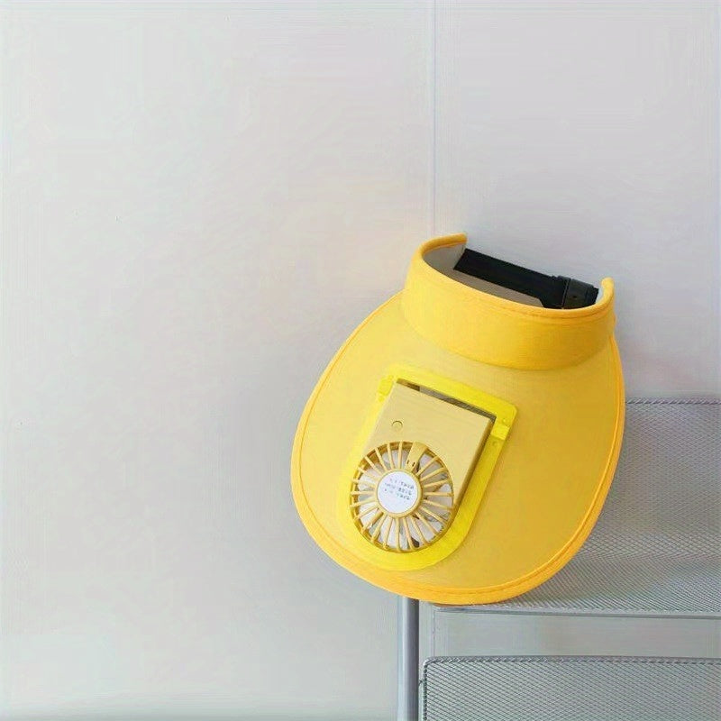 USB Rechargeable Fan Hat Candy Visor Hat Adjustable PVC Casual Sun Hat