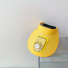 USB Rechargeable Fan Hat Candy Visor Hat Adjustable PVC Casual Sun Hat