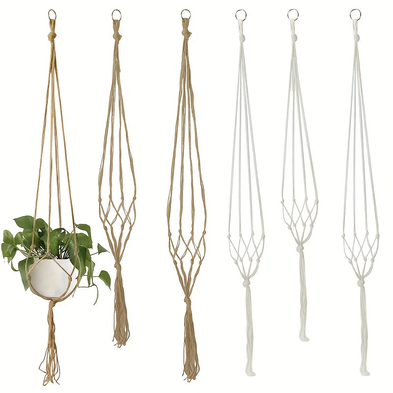 Retro Hanging Basket Manual Flower Pot Mesh Bag Woven Home Decoration