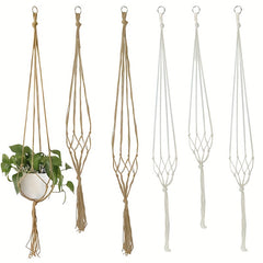 Retro Hanging Basket Manual Flower Pot Mesh Bag Woven Home Decoration