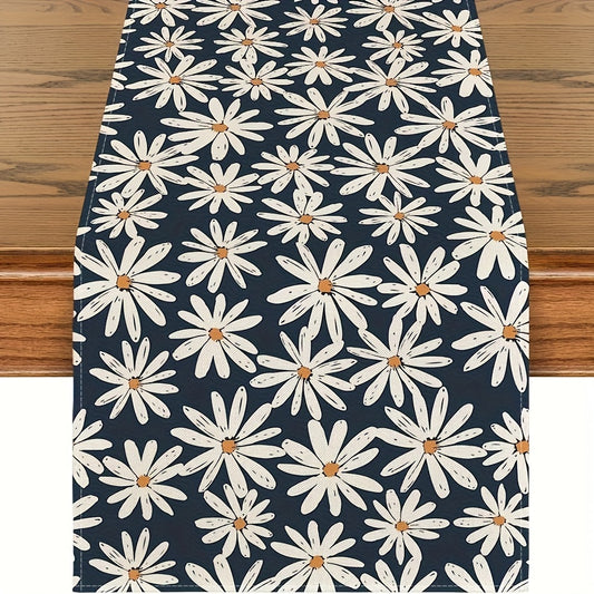 Navy Daisy Flowers Spring Table Runner Home Party Decor 33x182 Cm
