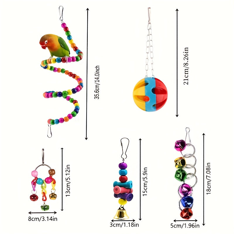 15pcs Bird Chewing Hanging Toys Multicolored Swing Perch Stand Parrot