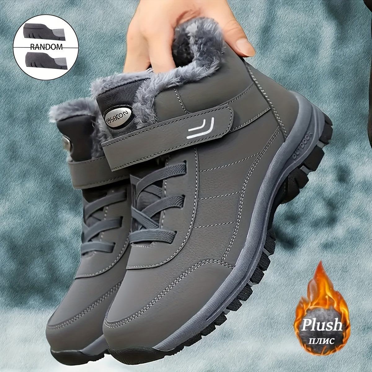 Men's High Top Snow Boots Cozy Non-slip Plush Outdoor Hiking Shoes