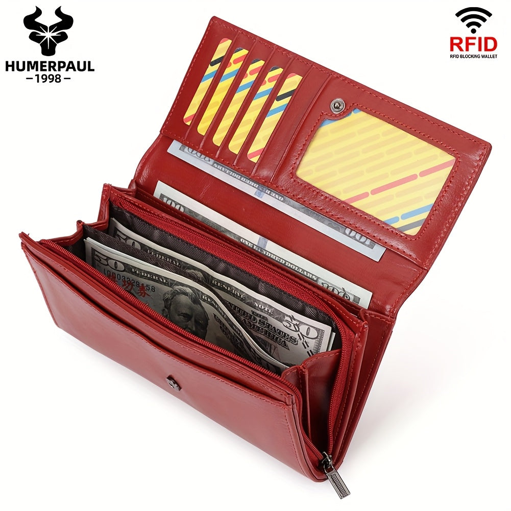 HUMERPAUL Vintage Leather RFID Wallet Classic Bi Fold Large Capacity