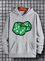 Cartoon Dice Print Hoodie Men's Graphic Pullover Hooded Sweatshirt