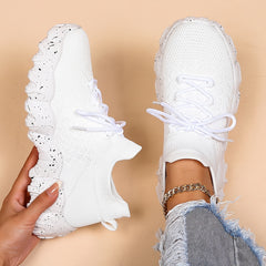 Women's Platform Sock Sneakers Low Top Sports Shoes Lace Up Running Shoes