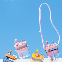 Double Straw Cups 800ML Leak Proof Drinking Bottles with Shoulder Strap