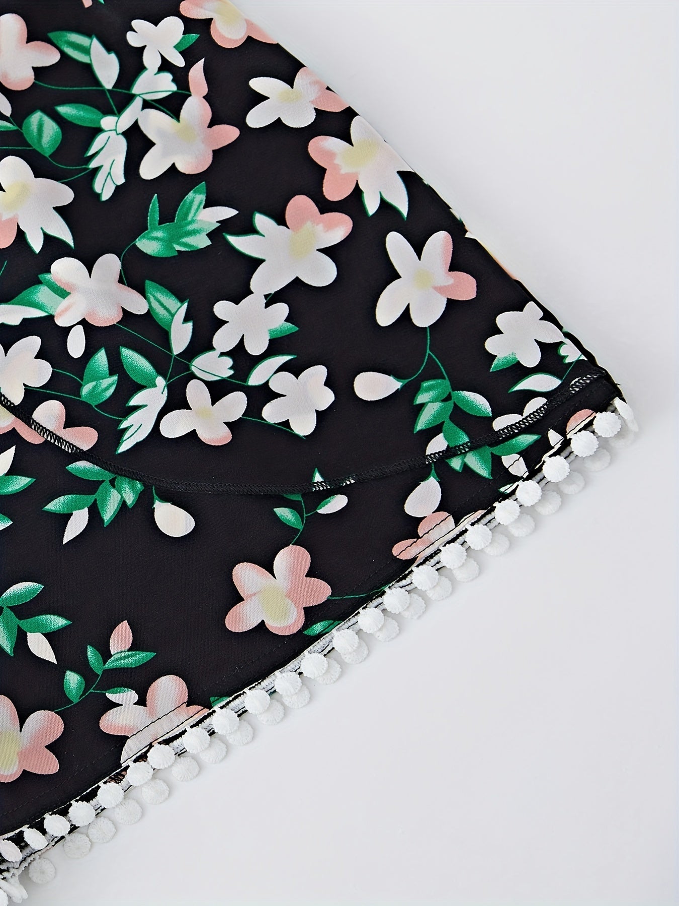 Floral Print Tassel Shorts Wide Leg Women's Clothing