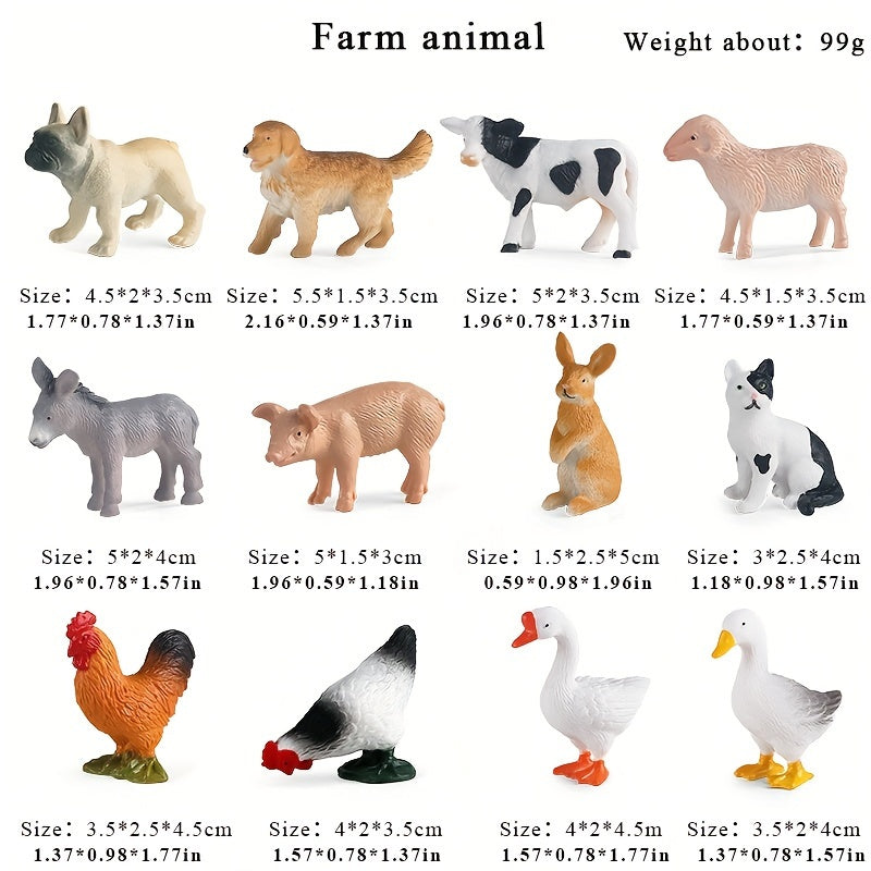 Educational Model Action Figures Zoo Farm Tools Feeds Farmer Hen Cow Poultry Ani